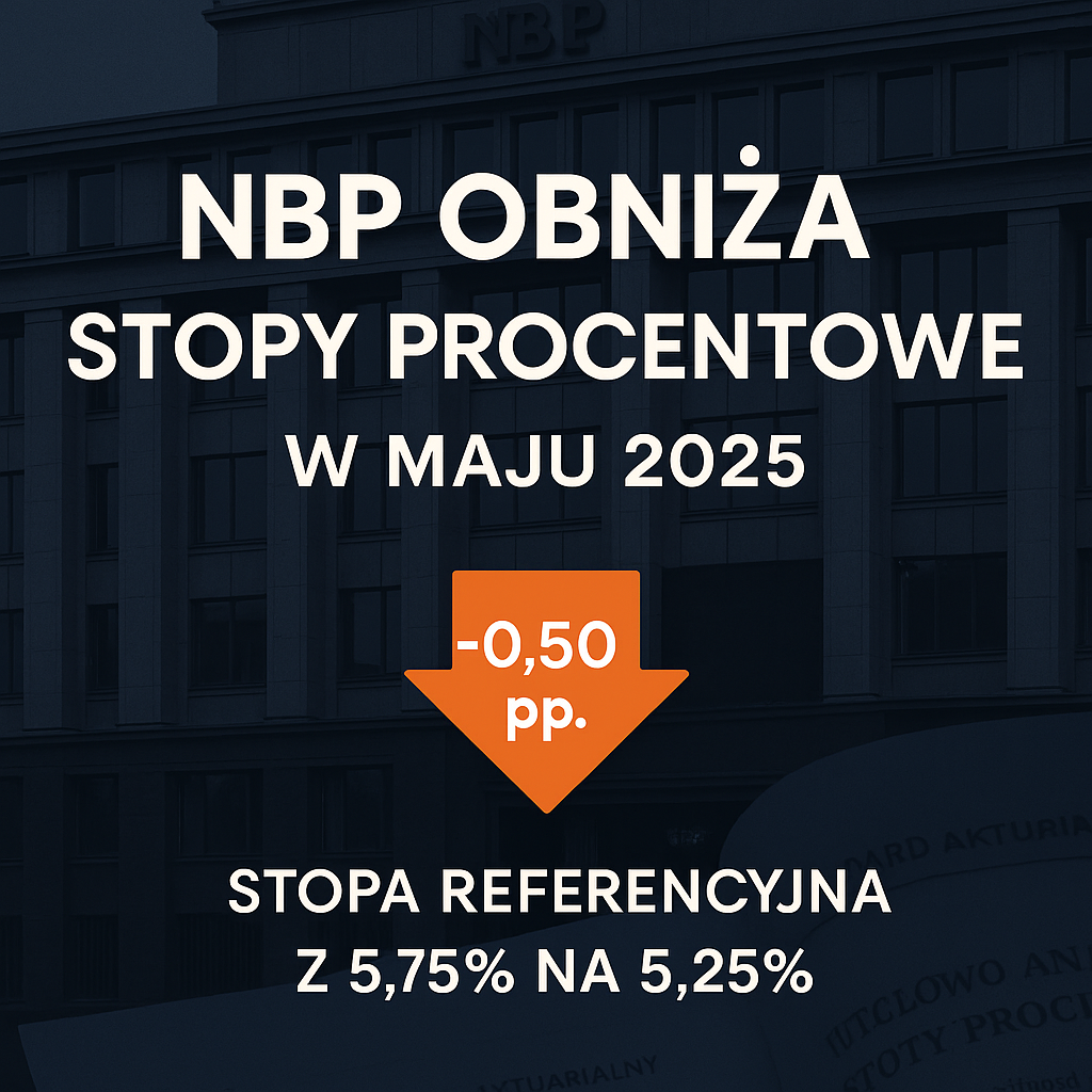 NBP obniża stopy procentowe w maju 2025 – stopa referencyjna spada z 5,75 % do 5,25 %